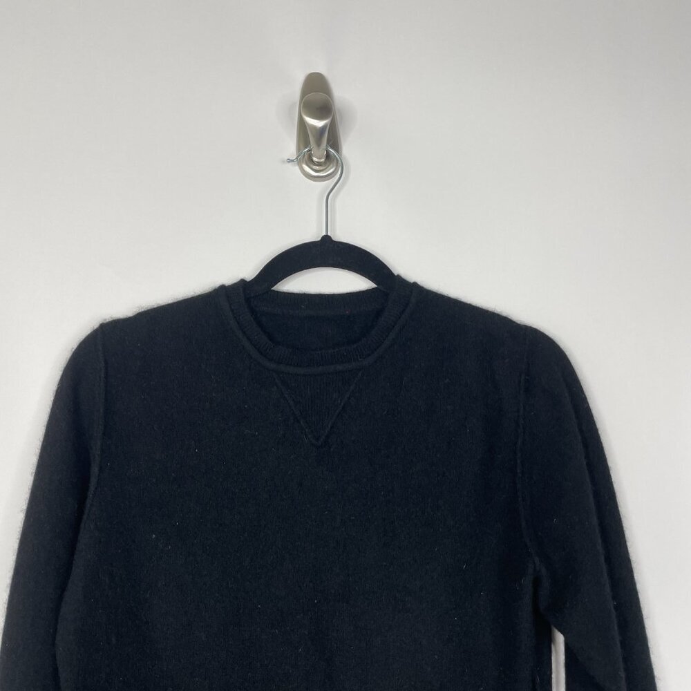 Cashmere Patched V Crew Neck Sweater Black M #5742 - Picture 5 of 12